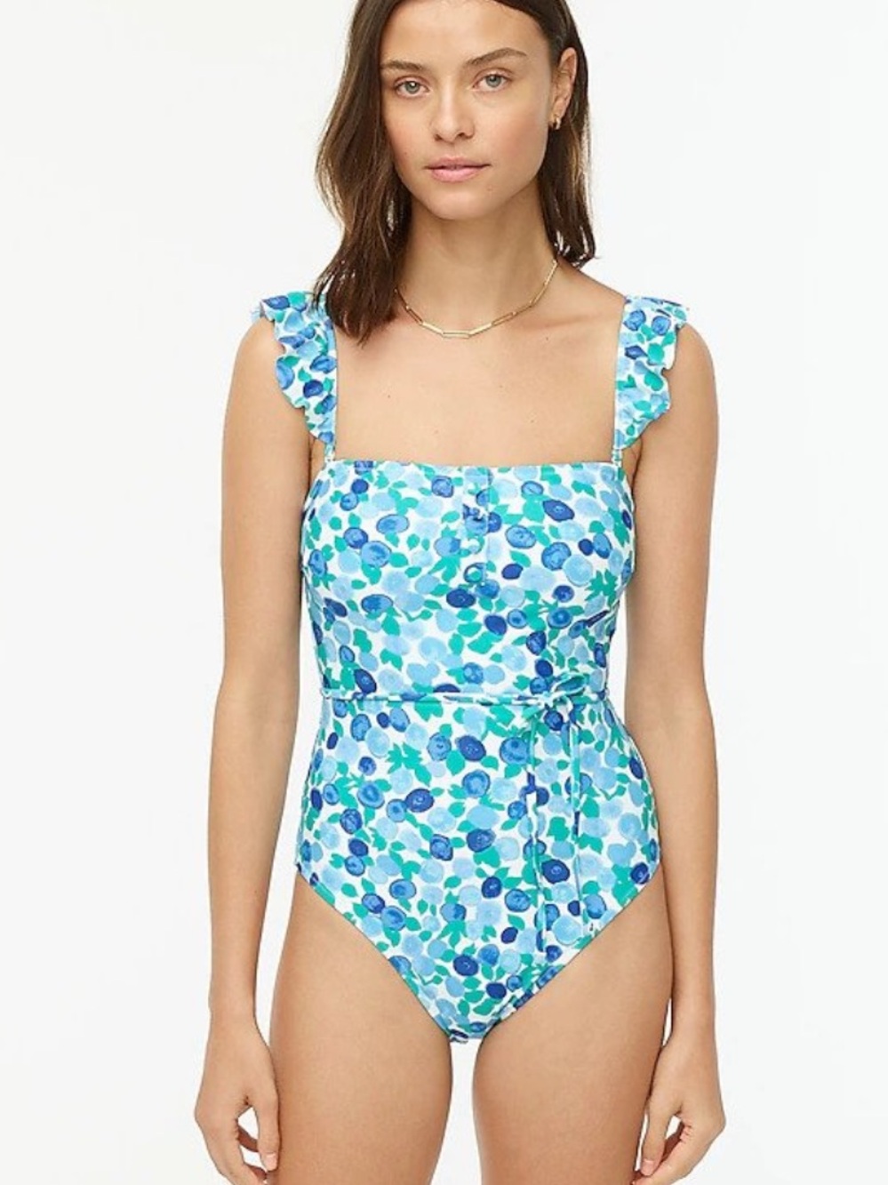 J.Crew ruffle strap one-piece blueberry swim suit | Women’s Size 6